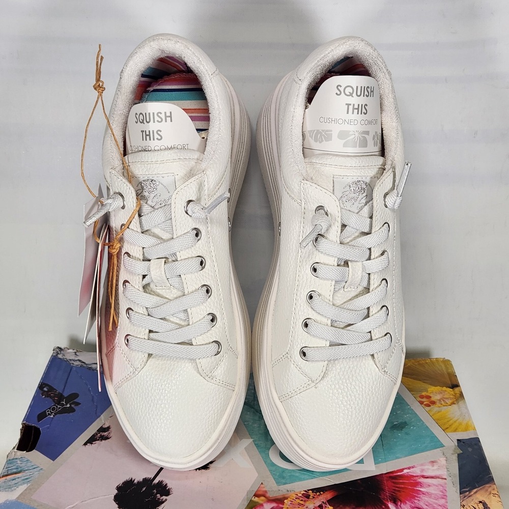 Roxy Sheilahh 2.0 Sneaker Women Size 8.5 White Platform Faux Leather Lace Up - Picture 3 of 8